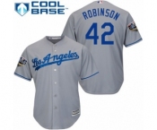 Men's Majestic Los Angeles Dodgers #42 Jackie Robinson Replica Grey Road Cool Base 2018 World Series MLB Jersey