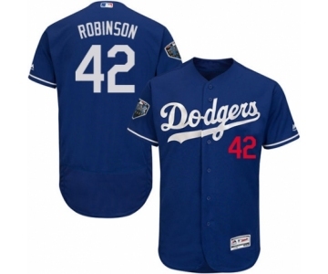 Men's Majestic Los Angeles Dodgers #42 Jackie Robinson Royal Blue Flexbase Authentic Collection 2018 World Series MLB Jersey