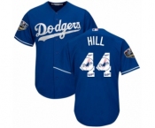 Men's Majestic Los Angeles Dodgers #44 Rich Hill Authentic Royal Blue Team Logo Fashion Cool Base 2018 World Series MLB Jersey