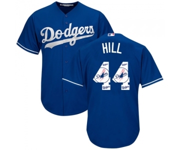 Men's Majestic Los Angeles Dodgers #44 Rich Hill Authentic Royal Blue Team Logo Fashion Cool Base MLB Jersey