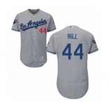 Men's Majestic Los Angeles Dodgers #44 Rich Hill Grey Road Flex Base Authentic Collection 2018 World Series MLB Jersey