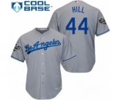 Men's Majestic Los Angeles Dodgers #44 Rich Hill Replica Grey Road Cool Base 2018 World Series MLB Jersey