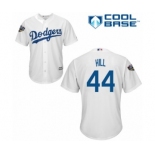 Men's Majestic Los Angeles Dodgers #44 Rich Hill Replica White Home Cool Base 2018 World Series MLB Jersey