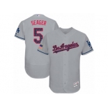 Men's Majestic Los Angeles Dodgers #5 Corey Seager Authentic Grey Stars & Stripes Authentic Collection Flex Base MLB Jersey