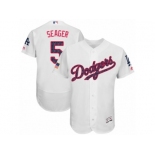 Men's Majestic Los Angeles Dodgers #5 Corey Seager Authentic White Stars & Stripes Authentic Collection Flex Base MLB Jersey