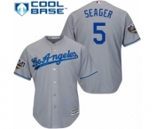 Men's Majestic Los Angeles Dodgers #5 Corey Seager Replica Grey Road Cool Base 2018 World Series MLB Jersey