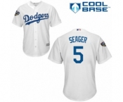 Men's Majestic Los Angeles Dodgers #5 Corey Seager Replica White Home Cool Base 2018 World Series MLB Jersey