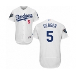 Men's Majestic Los Angeles Dodgers #5 Corey Seager White Home Flex Base Authentic Collection 2018 World Series MLB Jersey