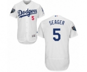 Men's Majestic Los Angeles Dodgers #5 Corey Seager White Home Flex Base Authentic Collection 2018 World Series MLB Jersey