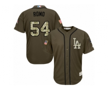 Men's Majestic Los Angeles Dodgers #54 Sergio Romo Replica Green Salute to Service MLB Jersey