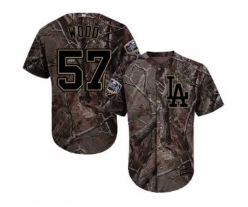 Men's Majestic Los Angeles Dodgers #57 Alex Wood Authentic Camo Realtree Collection Flex Base 2018 World Series MLB Jersey