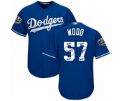 Men's Majestic Los Angeles Dodgers #57 Alex Wood Authentic Royal Blue Team Logo Fashion Cool Base 2018 World Series MLB Jersey