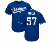 Men's Majestic Los Angeles Dodgers #57 Alex Wood Authentic Royal Blue Team Logo Fashion Cool Base MLB Jersey