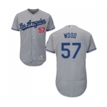 Men's Majestic Los Angeles Dodgers #57 Alex Wood Grey Road Flex Base Authentic Collection MLB Jersey