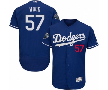 Men's Majestic Los Angeles Dodgers #57 Alex Wood Royal Blue Alternate Flex Base Authentic Collection 2018 World Series MLB Jersey