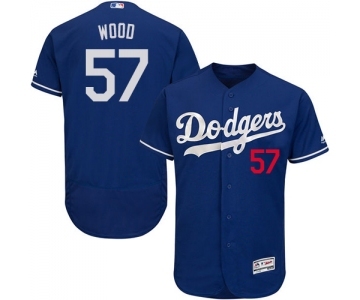 Men's Majestic Los Angeles Dodgers #57 Alex Wood Royal Blue Alternate Flex Base Authentic Collection MLB Jersey