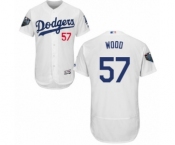 Men's Majestic Los Angeles Dodgers #57 Alex Wood White Home Flex Base Authentic Collection 2018 World Series MLB Jersey