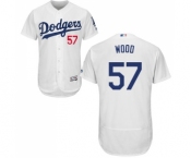 Men's Majestic Los Angeles Dodgers #57 Alex Wood White Home Flex Base Authentic Collection MLB Jersey