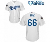 Men's Majestic Los Angeles Dodgers #66 Yasiel Puig Replica White Home Cool Base 2018 World Series MLB Jersey