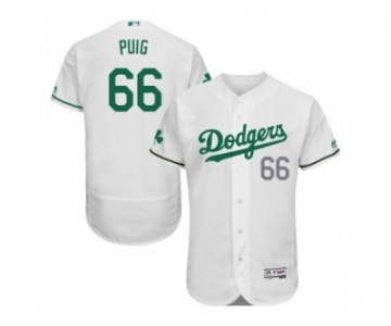 Men's Majestic Los Angeles Dodgers #66 Yasiel Puig White Celtic Flexbase Authentic Collection MLB Jersey