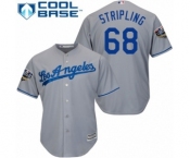 Men's Majestic Los Angeles Dodgers #68 Ross Stripling Replica Grey Road Cool Base 2018 World Series MLB Jersey