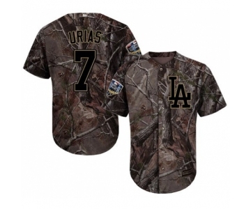 Men's Majestic Los Angeles Dodgers #7 Julio Urias Authentic Camo Realtree Collection Flex Base 2018 World Series MLB Jersey