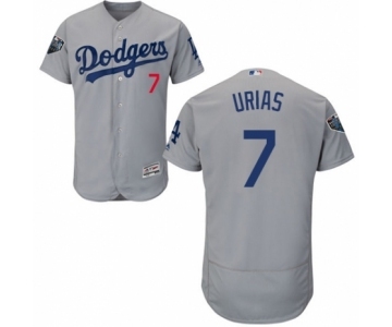 Men's Majestic Los Angeles Dodgers #7 Julio Urias Gray Alternate Flex Base Authentic Collection 2018 World Series MLB Jersey