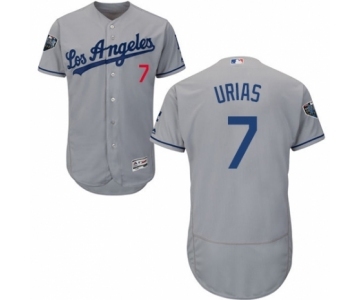 Men's Majestic Los Angeles Dodgers #7 Julio Urias Grey Road Flex Base Authentic Collection 2018 World Series MLB Jersey