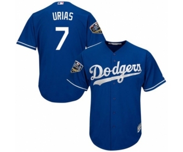 Men's Majestic Los Angeles Dodgers #7 Julio Urias Replica Royal Blue Alternate Cool Base 2018 World Series MLB Jersey