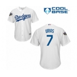 Men's Majestic Los Angeles Dodgers #7 Julio Urias Replica White Home Cool Base 2018 World Series MLB Jersey