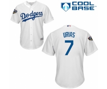 Men's Majestic Los Angeles Dodgers #7 Julio Urias Replica White Home Cool Base 2018 World Series MLB Jersey