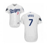 Men's Majestic Los Angeles Dodgers #7 Julio Urias White Home Flex Base Authentic Collection 2018 World Series MLB Jersey