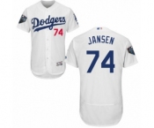 Men's Majestic Los Angeles Dodgers #74 Kenley Jansen White Home Flex Base Authentic Collection 2018 World Series MLB Jersey