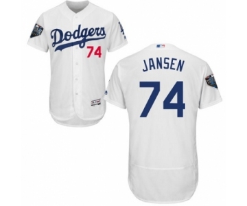 Men's Majestic Los Angeles Dodgers #74 Kenley Jansen White Home Flex Base Authentic Collection 2018 World Series MLB Jersey