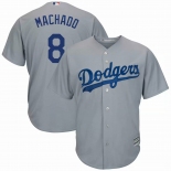 Men's Majestic Los Angeles Dodgers #8 Machado Authentic Grey Cool Base MLB Jersey