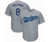 Men's Majestic Los Angeles Dodgers #8 Machado Authentic Grey Cool Base MLB Jersey