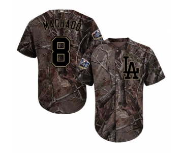 Men's Majestic Los Angeles Dodgers #8 Manny Machado Authentic Camo Realtree Collection Flex Base 2018 World Series MLB Jersey