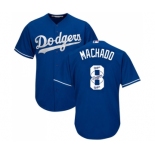 Men's Majestic Los Angeles Dodgers #8 Manny Machado Authentic Royal Blue Team Logo Fashion Cool Base MLB Jersey