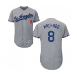 Men's Majestic Los Angeles Dodgers #8 Manny Machado Grey Road Flex Base Authentic Collection MLB Jersey