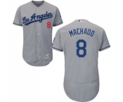 Men's Majestic Los Angeles Dodgers #8 Manny Machado Grey Road Flex Base Authentic Collection MLB Jersey