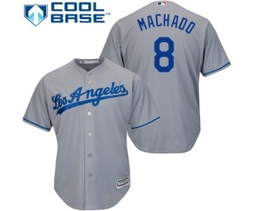 Men's Majestic Los Angeles Dodgers #8 Manny Machado Replica Grey Road Cool Base MLB Jersey