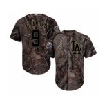 Men's Majestic Los Angeles Dodgers #9 Yasmani Grandal Authentic Camo Realtree Collection Flex Base 2018 World Series MLB Jersey