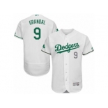 Men's Majestic Los Angeles Dodgers #9 Yasmani Grandal White Celtic Flexbase Authentic Collection MLB Jersey