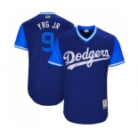 Men's Majestic Los Angeles Dodgers #9 Yasmani Grandal YRG JR Authentic Navy Blue 2017 Players Weekend MLB Jersey