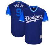 Men's Majestic Los Angeles Dodgers #9 Yasmani Grandal YRG JR Authentic Navy Blue 2017 Players Weekend MLB Jersey