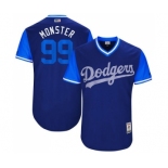 Men's Majestic Los Angeles Dodgers #99 Hyun-Jin Ryu Monster Authentic Navy Blue 2017 Players Weekend MLB Jersey