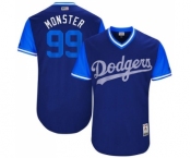 Men's Majestic Los Angeles Dodgers #99 Hyun-Jin Ryu Monster Authentic Navy Blue 2017 Players Weekend MLB Jersey