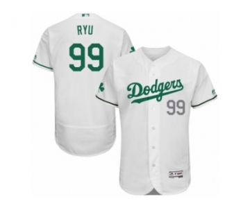 Men's Majestic Los Angeles Dodgers #99 Hyun-Jin Ryu White Celtic Flexbase Authentic Collection MLB Jersey