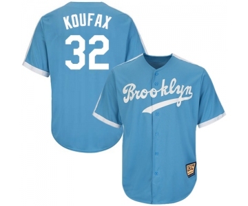 Men's Mitchell and Ness Los Angeles Dodgers #32 Sandy Koufax Authentic Light Blue Throwback MLB Jersey