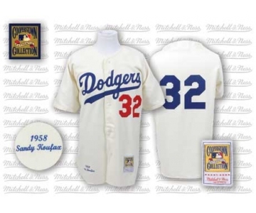 Men's Mitchell and Ness Los Angeles Dodgers #32 Sandy Koufax Replica White Throwback MLB Jersey